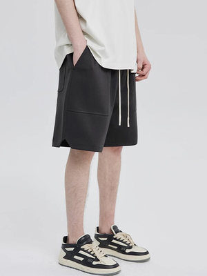 夏季侧开衩贴袋休闲宽松抽绳短裤