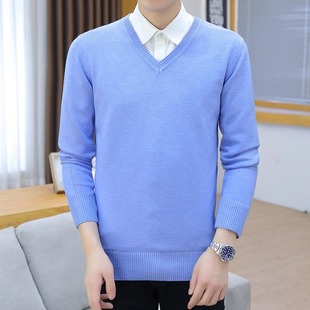 假两件毛衣男装2025冬季新款衬衫领长袖针织衫修身百搭纯棉上衣男