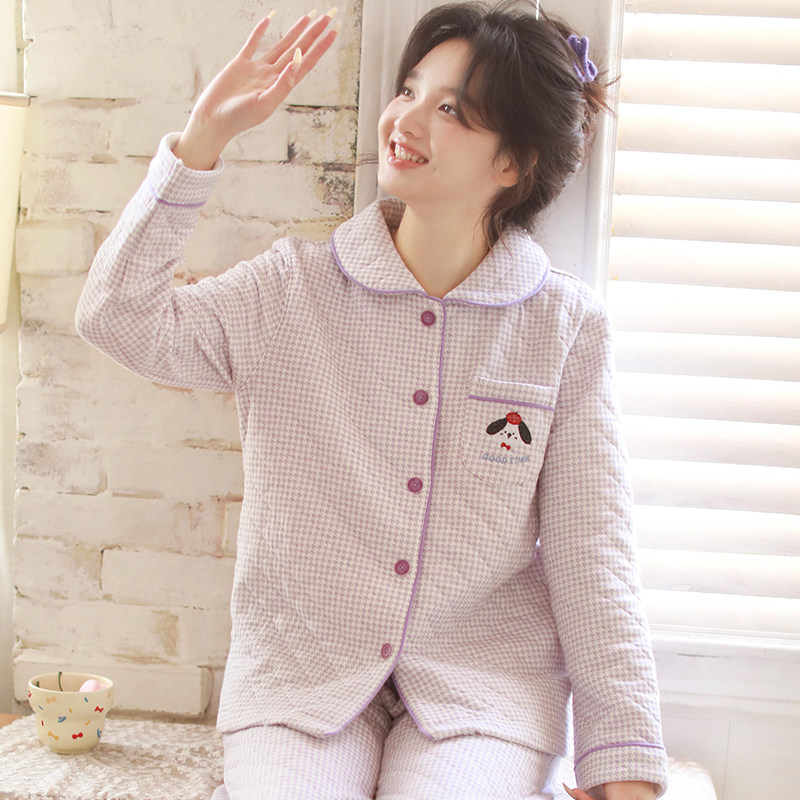 2025新款加厚空气棉睡衣女秋冬保暖夹棉甜美娃娃领长袖家居服套装,女士内衣/男士内衣/家居服,睡衣/家居服套装,淘宝优惠券,粉丝福利购,淘宝优惠卷