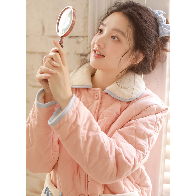 甜美可爱少女三层夹棉睡衣女冬季棉服加绒加厚保暖可外穿家居服,女士内衣/男士内衣/家居服,睡衣/家居服套装,淘宝优惠券,粉丝福利购,淘宝优惠卷