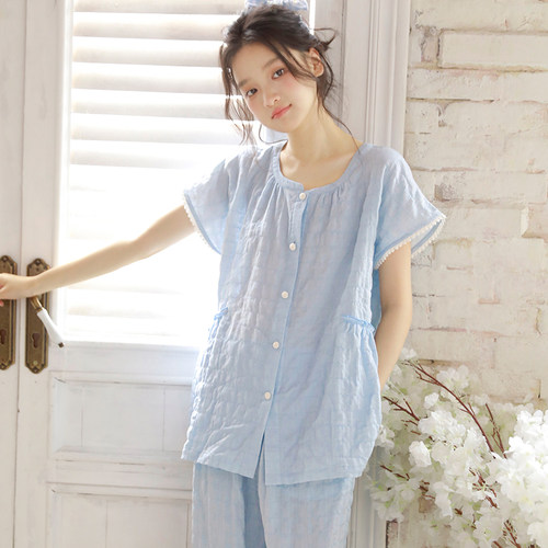 MUJU纯棉双层纱女睡衣套装
