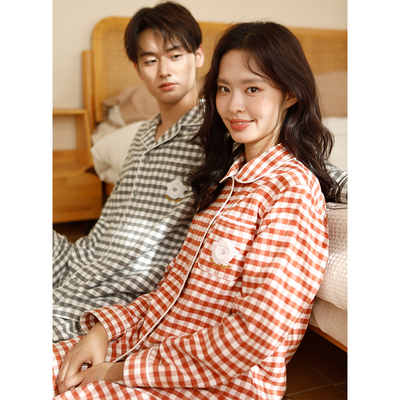 秋冬季情侣睡衣男款纯棉磨毛睡衣女士加厚宽松长袖家居服套装保暖