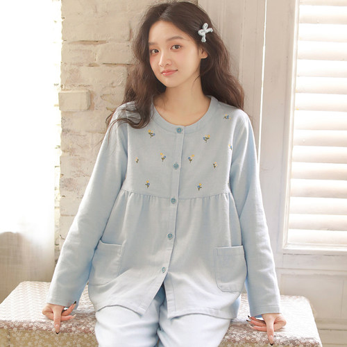 女秋冬全棉磨毛防凸点家居服套装