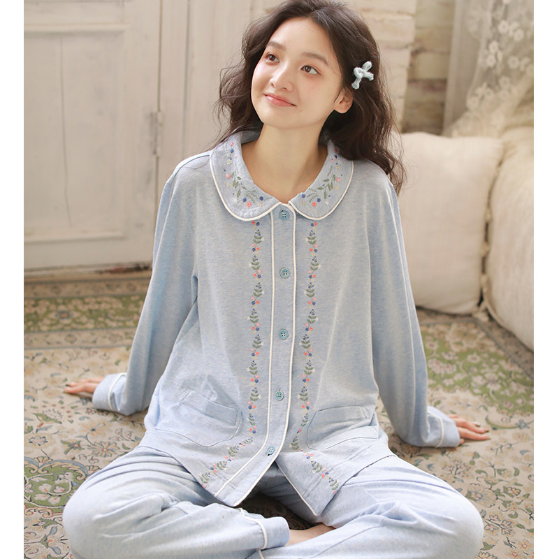 2025新款高级刺绣秋季睡衣女秋冬季纯棉柔软亲肤长袖家居服套装,女士内衣/男士内衣/家居服,睡衣/家居服套装,淘宝优惠券,粉丝福利购,淘宝优惠卷