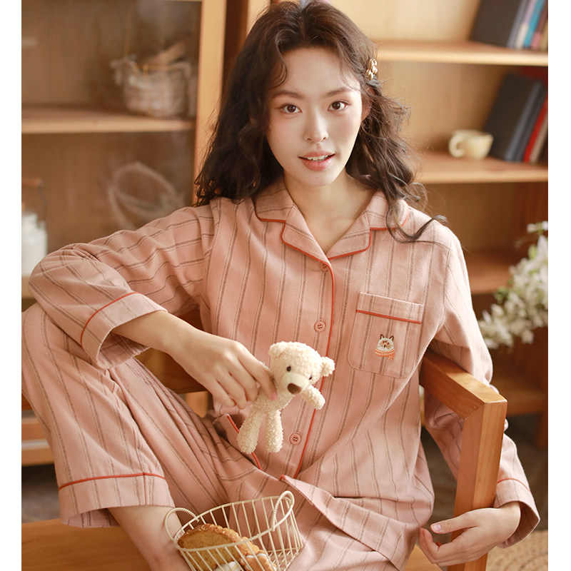 青少年卡通可爱纯棉睡衣女秋冬加厚条纹男款长袖家居服套装高级感,女士内衣/男士内衣/家居服,睡衣/家居服套装,淘宝优惠券,粉丝福利购,淘宝优惠卷