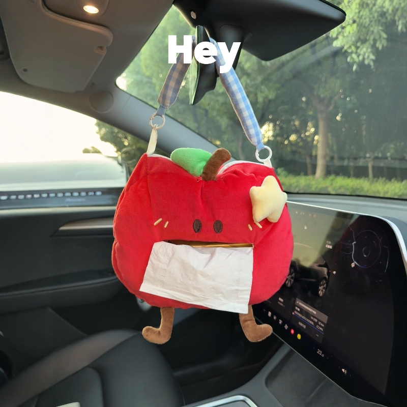 创意苹果纸巾袋车载抽纸带悬挂式