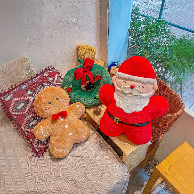 可爱创意圣诞老人姜饼人抱枕玩偶