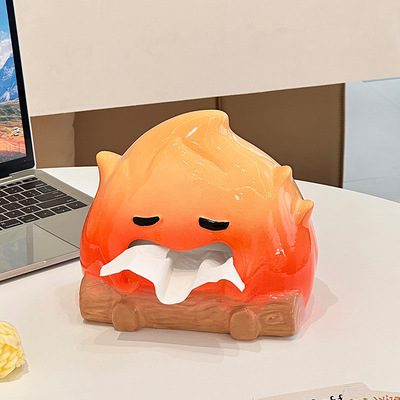 【亮面】火焰陶瓷纸巾盒艺术感抽纸盒搞怪餐巾纸盒收纳盒笔筒火焰