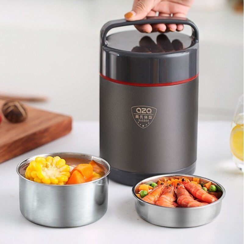 庆展不锈钢真空超长保温闷烧提锅大容量便携学生便当饭盒保温汤桶