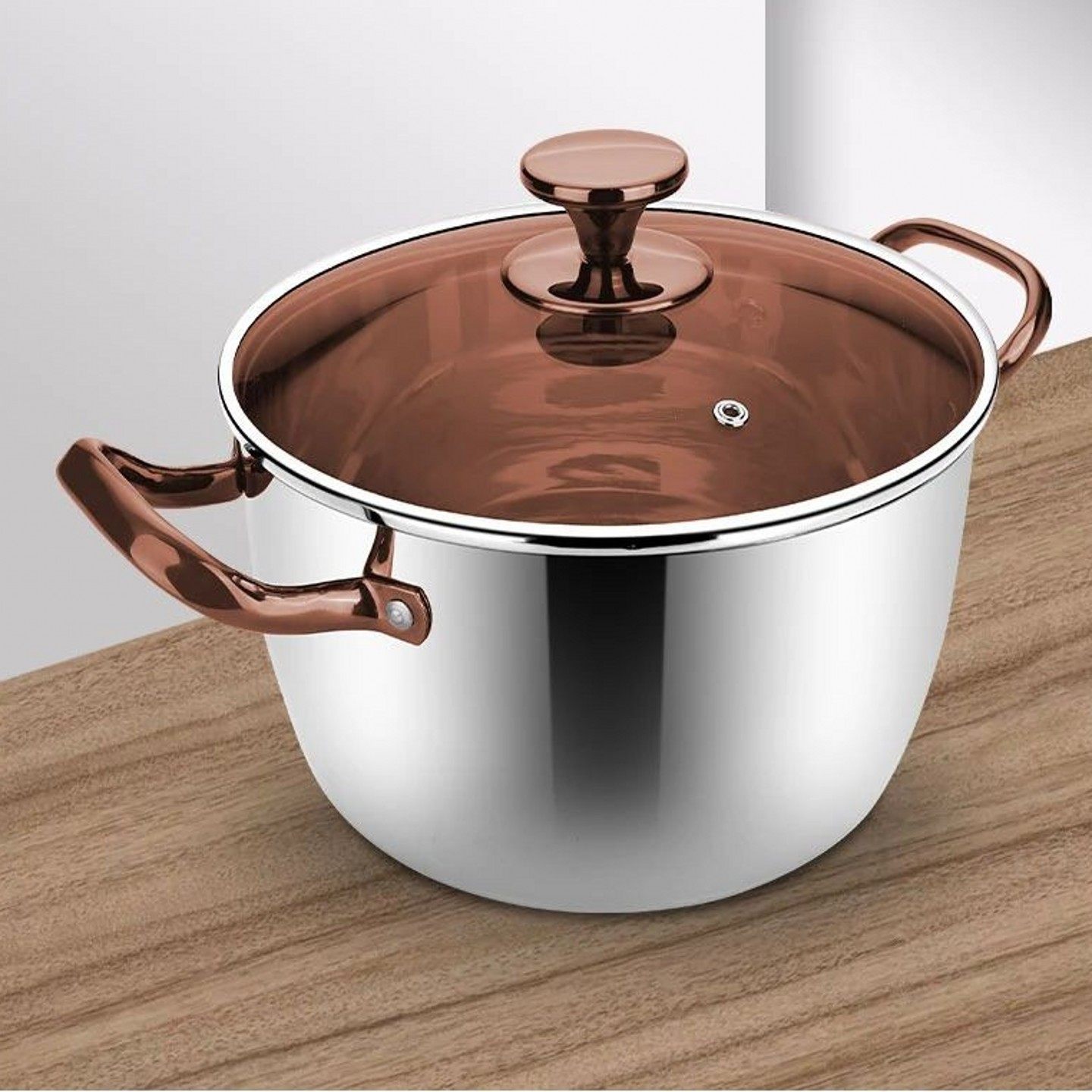 德国304不锈钢汤锅燃气灶电磁炉专用家用加厚火锅锅具带双耳把手