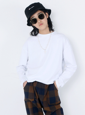 秋季童装新款大男孩中大童男女童儿童潮童帅气白色长袖T恤打底衫