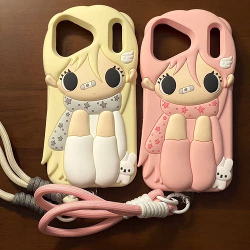 卡通野有上秋黄粉发小女孩手机壳