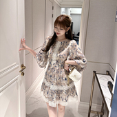 蕾丝花边拼接设计 宁芙心心 柔光铃兰 收腰显瘦雪纺原创连衣裙