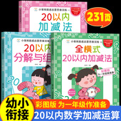 20以内加减法天天练分解与组成练习册二十以内加法减法应用题连加连减竖式 口算题卡幼儿园为一年级做准备专项题 计算幼小衔接全横式