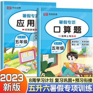 五升六暑假衔接数学计算口算加应用题人教版 小学五年级下册升六年级暑假作业计算题强化训练专项天天练5下学期升6口算题卡人教奥数