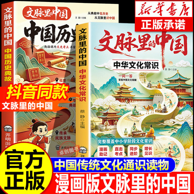 【抖音同款】文脉里的中国漫画版文化通识读物中华文化常识+中国历史典故正版 漫画版中国史小学课内外阅读书必背知识百科文化常识
