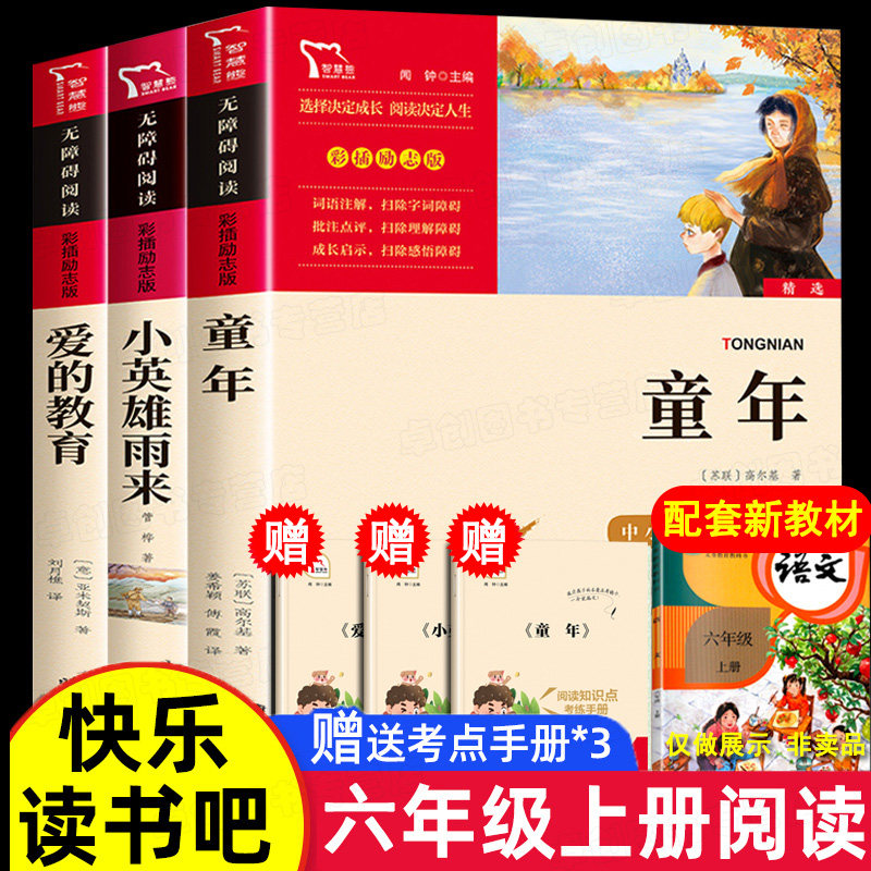 爱的教育小英雄雨来童年书六年级上册必读的课外书高尔基正版原著全套 快乐读书吧6年级上册经典书目老师推荐四五年级课外阅读书籍怎么看?