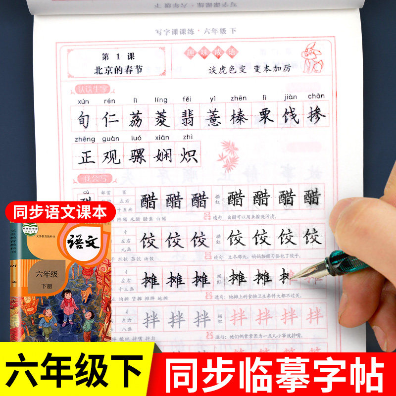六年级下册练字帖每日一练人教版 小学生语文同步写字课课练控笔训练硬笔楷书临摹生字帖小学6年级下学期习字帖一课一练配套田英章,书籍/杂志/报纸,小学教辅,淘宝优惠券,粉丝福利购,淘宝优惠卷