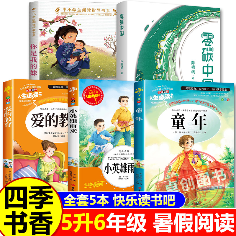 2025暑假五升六阅读 四季书香共读 全套5册童年苦难与成长 你是我的妹 手足情深的童年故事 爱的教育 零碳中国 小英雄雨来正版书籍