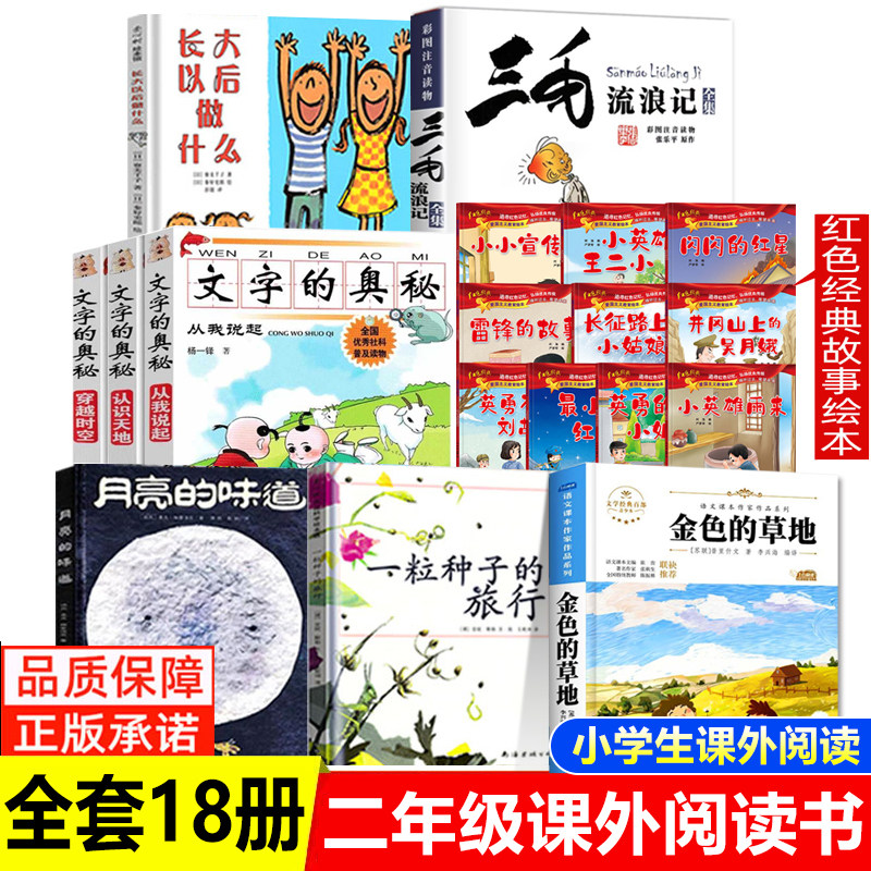 文字的奥秘三毛流浪记注音版二年级下册课外书必读 长大以后做什么全集一粒种子的旅行 月亮的味道绘本金色的草地红色经典故事书籍
