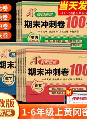 2025新版黄冈期末冲刺100分试卷冲刺卷密卷 小学测试卷全套人教版一二三四五六年级上册下册期末试卷单元卷期中卷语文数学英语
