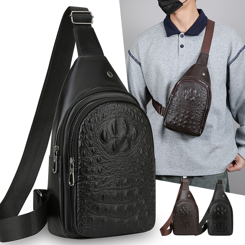 男士胸包新款软皮斜挎包户外休闲运动背包男款胸前包单肩包斜跨包