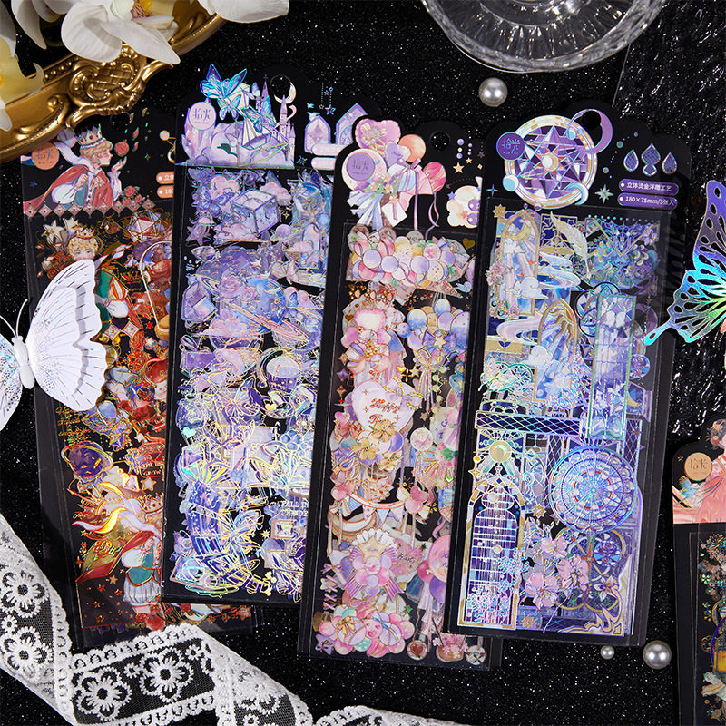 立体烫金手帐贴纸diy素材拼贴装饰元素pet咕卡手机壳相册手账贴画