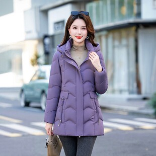 棉服女丝绵棉袄2025新品 显瘦中长款 加厚棉衣冬 洋气设计感修身 时尚