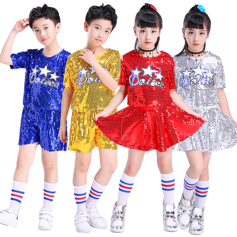 儿童拉拉舞亮片演出服群