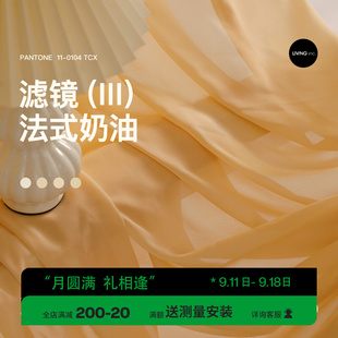 奶油色窗帘纱l帘卧室飘窗透光不透人ins百叶纱客厅白色幻影纱 法式