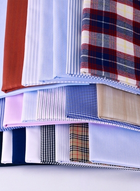 抗皱蓝白条纹漂白黑色色织棉麻纯棉蓝色条纹衬衫免烫全棉格子布料