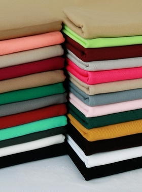 新款春秋弹力黑色棉布红布棉布料全棉风衣裤子斜纹布纯棉衣服面料