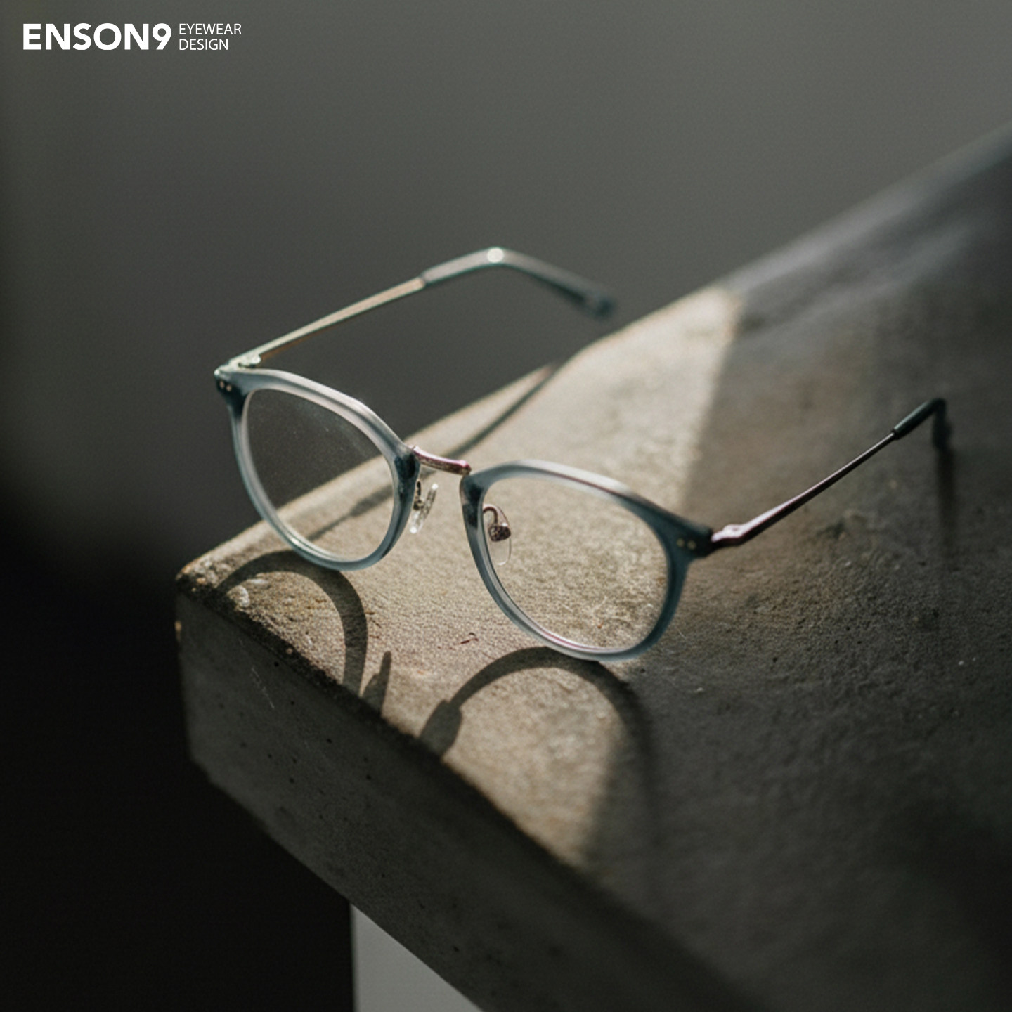 enson9复古花纹板材上平下圆框潮男女 高级纯钛拼色配近视平光镜