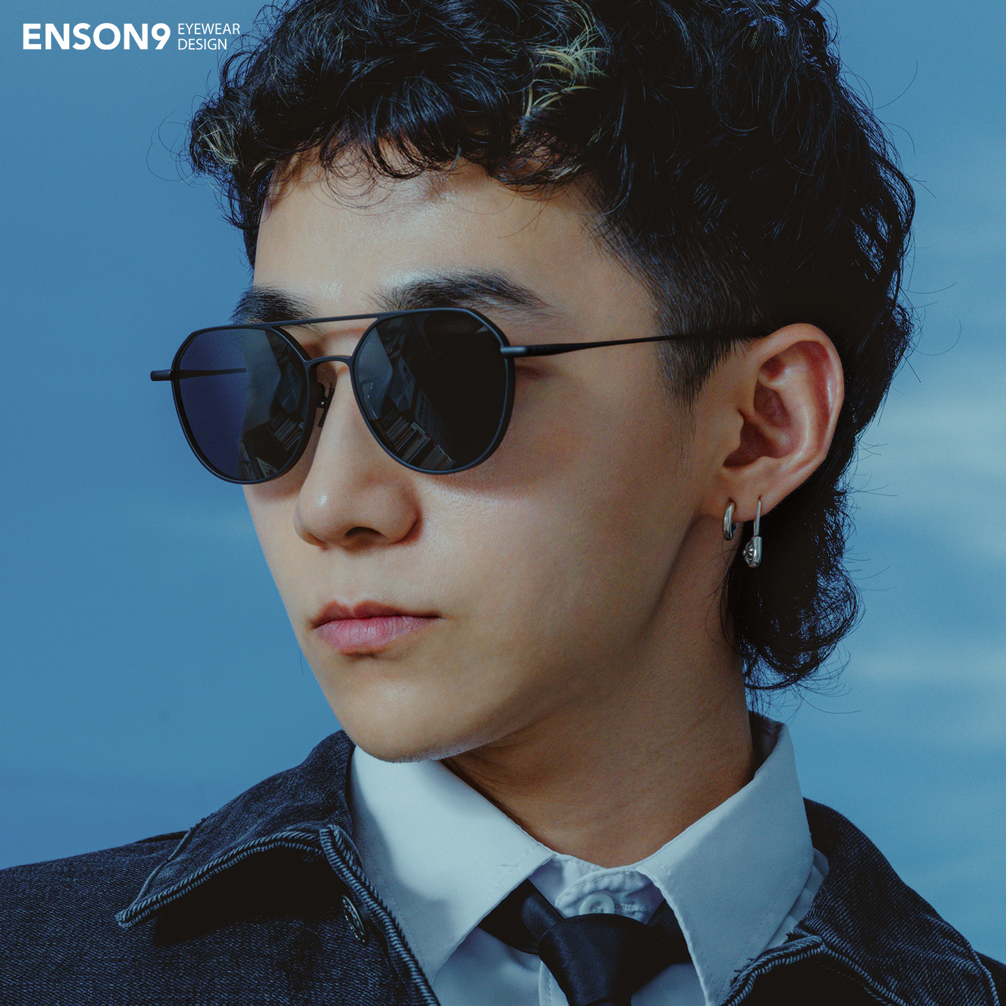 enson9超轻哑光纯钛飞行员大框墨镜 高级痞帅户外运动偏光太阳镜