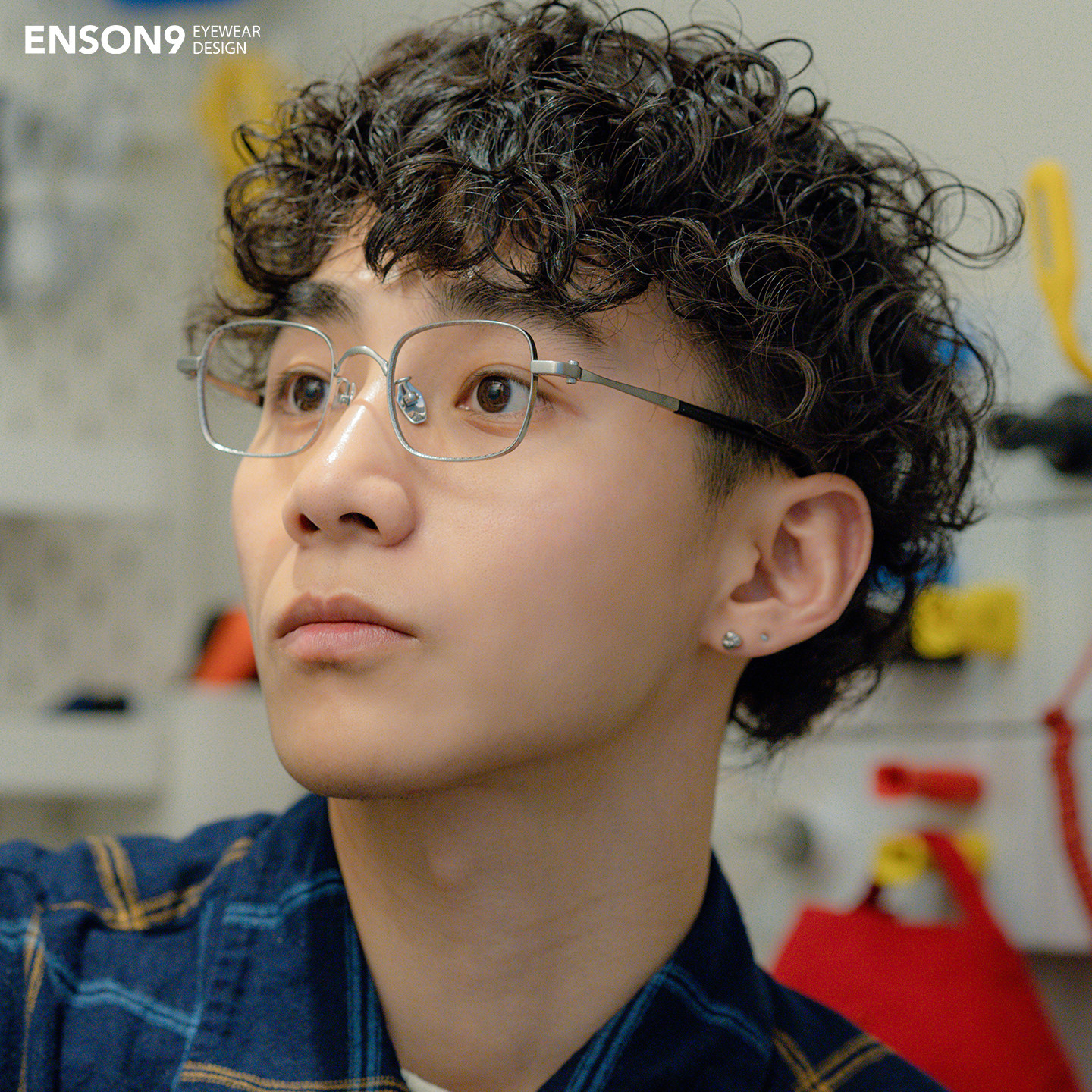 enson9纯钛细框宽边小方框潮男 老钱风复古花纹可配近视平光镜架