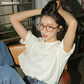 enson9复古板材小方框潮女 轻盈细框板材琥珀色配近视平光镜架