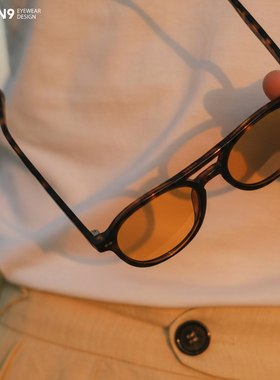 enson9复古飞行员玳瑁色浅色墨镜