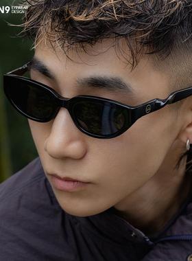 enson9XLL合作款板材猫眼窄黑框螺旋墨镜 遮阳防晒偏光太阳镜男女