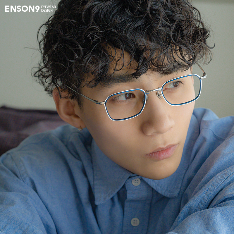 enson9男女方框纯钛超轻拼色眼镜