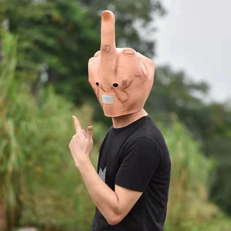 Middle Finger Halloween Full Head Mask 鄙视竖中指面具搞怪