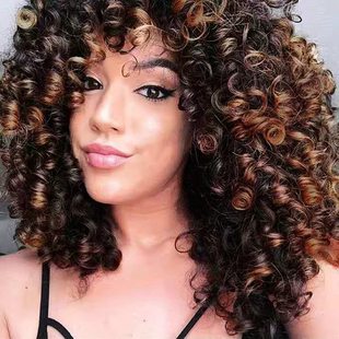 Glueless with Curly Short Wig非洲卷发 Kinky Bangs Wig Afro