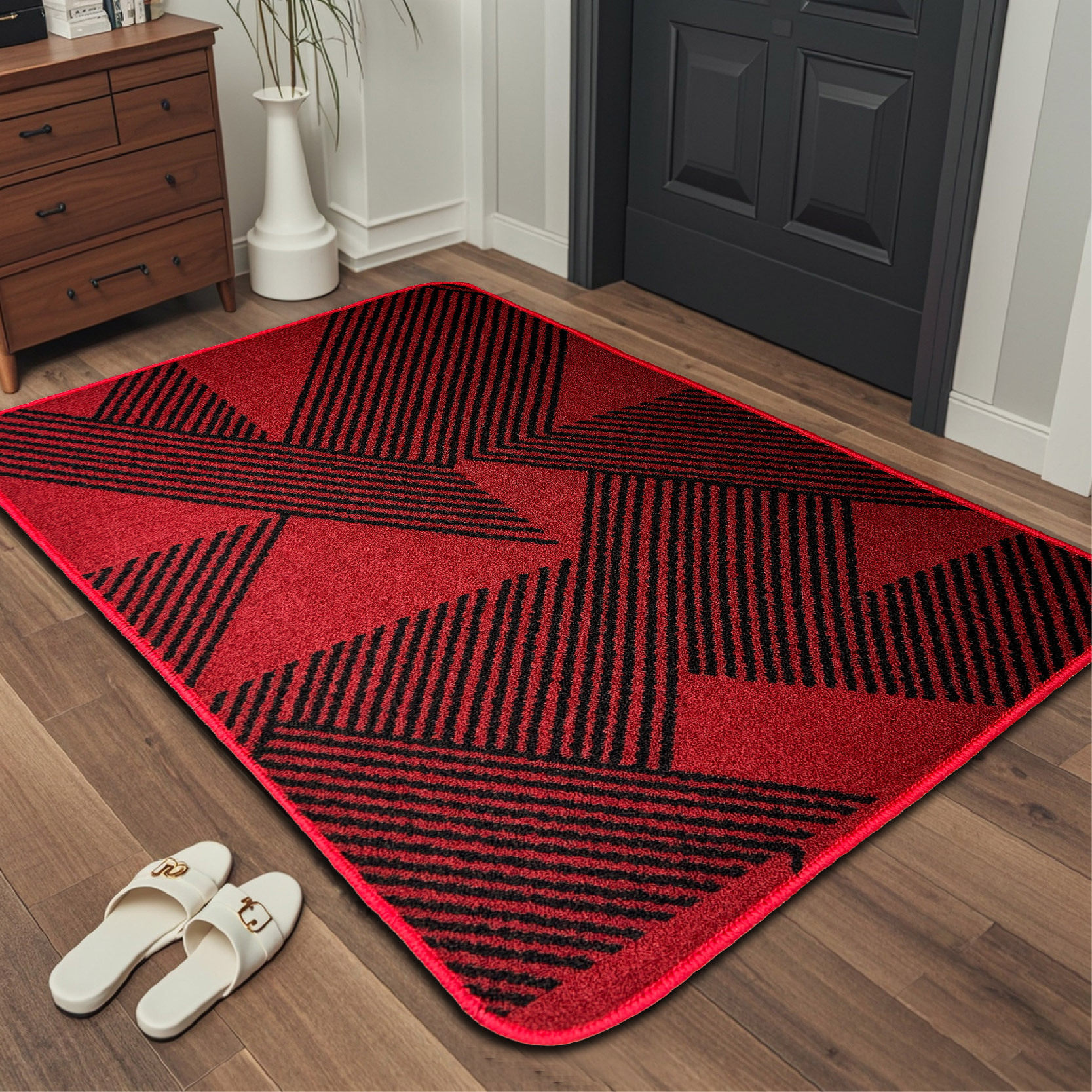 圈绒入户门垫红色耐脏地垫喜庆