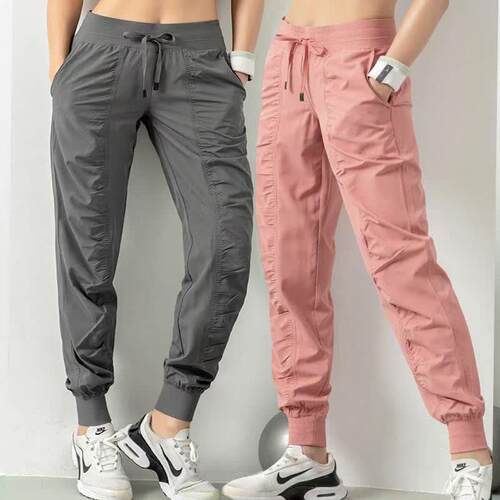 FashionWomenSolid Jogger Pants Autumn Elastic Waist Long女裤