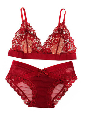 Sexy Lace Traceless Transparent Underwear Set Uniform Female