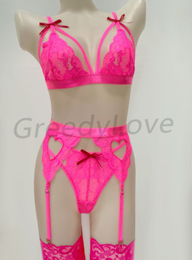 Sexy underwear lace seductive Garter belts 4 piece set