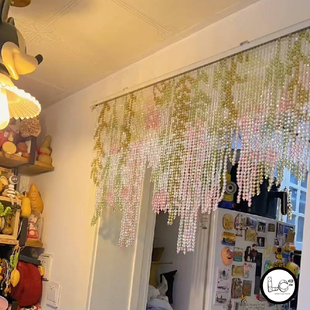 小花藤垂坠小花串珠门帘珠帘玄关帘遮挡帘