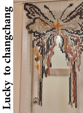 ins复古暗黑蝴蝶珠帘门帘成品玄关帘