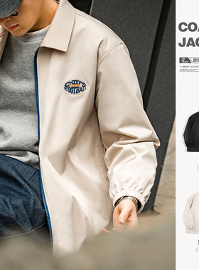 马登工装 美式复古尼龙教练夹克cityboy撞色拉链翻领街头外套男秋