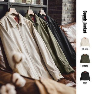 马登工装美式复古老钱风教练夹克重磅休闲行政通勤拉链外套男款秋