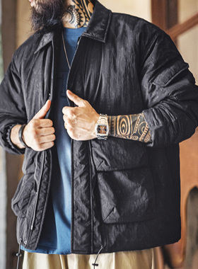 马登工装美式复古仿蜡染M65猎装夹克立领保暖硬汉棉服外套男秋冬